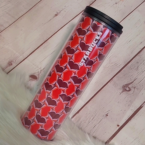 🆕️NWT 2019 Starbucks 16oz Valentines Day Heart Pink Red Travel Insulated Cup - Picture 3 of 13